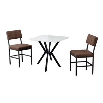 Stedum spisegruppe bord 70 cm + 2 stoler - Brun Hvit - Møbler - Bord - Spisegruppe