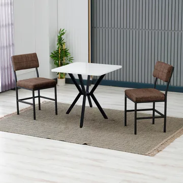 Stedum spisegruppe bord 70 cm + 2 stoler - Brun Hvit - Møbler - Bord - Spisegruppe