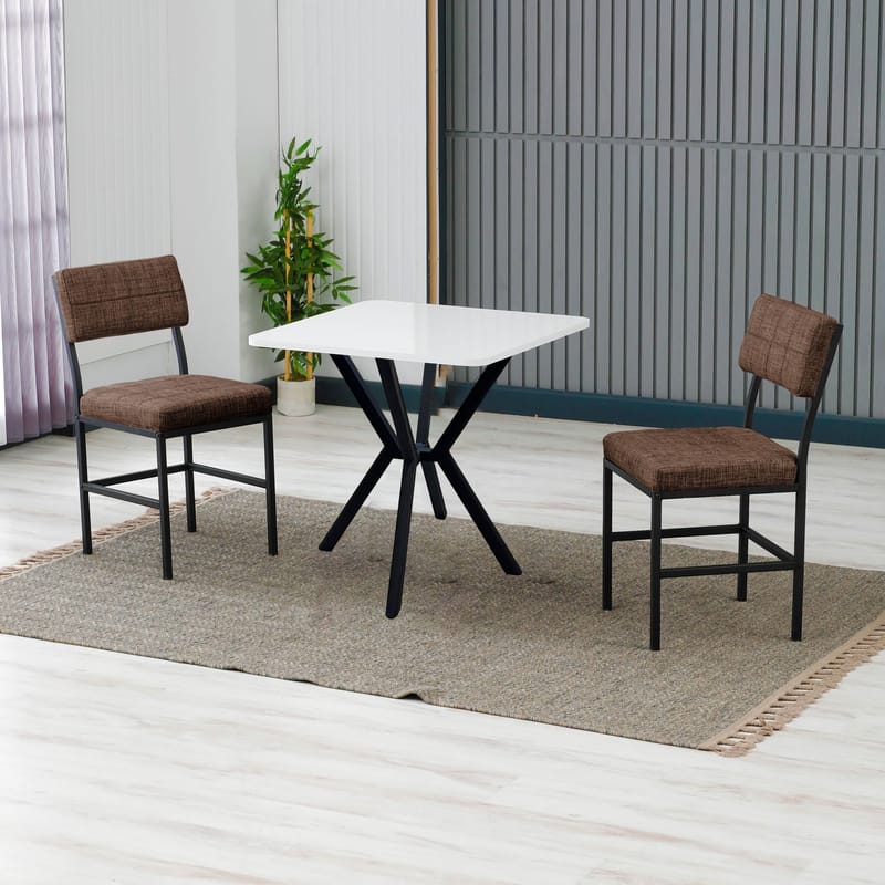 Stedum spisegruppe bord 70 cm + 2 stoler - Brun Hvit - Møbler - Bord - Spisegruppe
