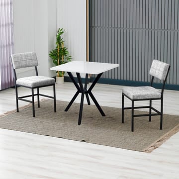 Stedum spisegruppe bord 70 cm + 2 stoler - Grå og Hvit - Møbler - Bord - Spisegruppe