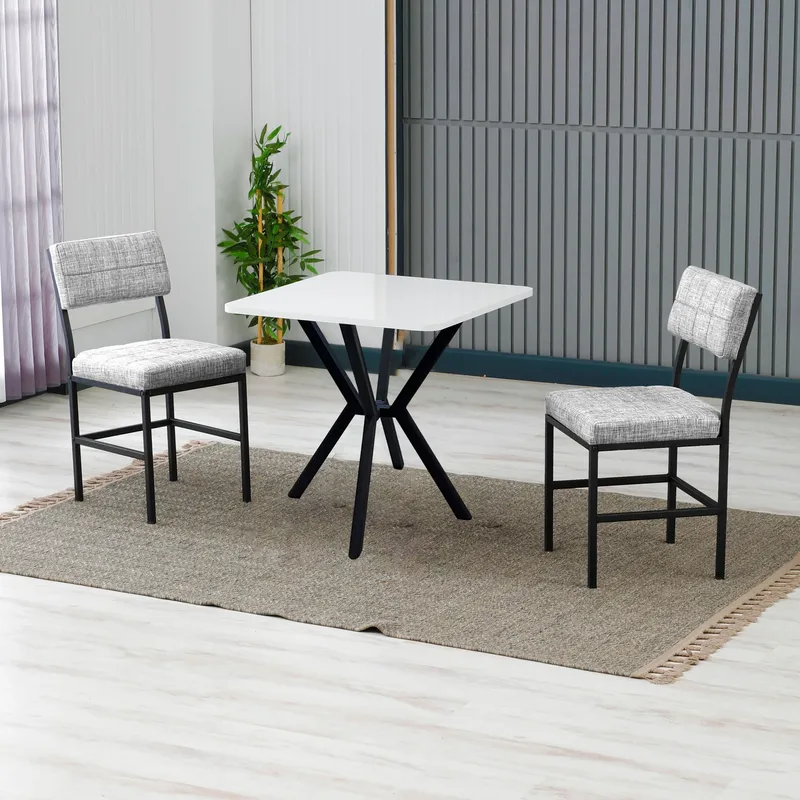 Stedum spisegruppe bord 70 cm + 2 stoler - Grå og Hvit - Møbler - Bord - Spisegruppe
