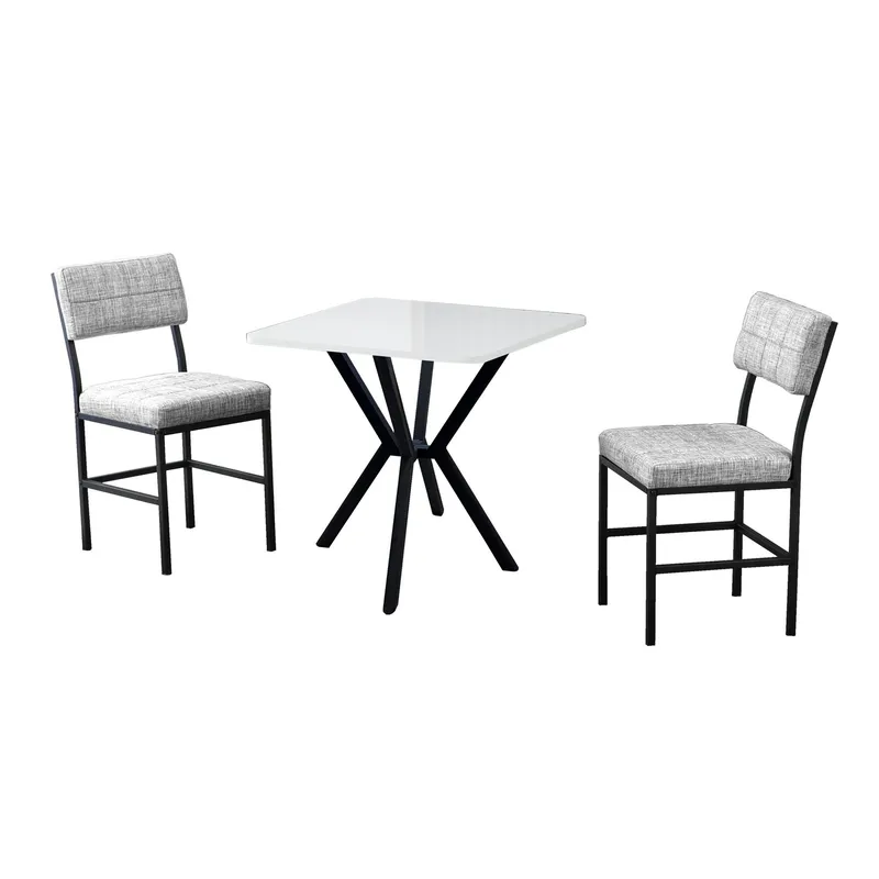 Stedum spisegruppe bord 70 cm + 2 stoler, Grå og Hvit