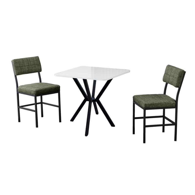 Stedum spisegruppe bord 70 cm + 2 stoler, Grønn Hvit
