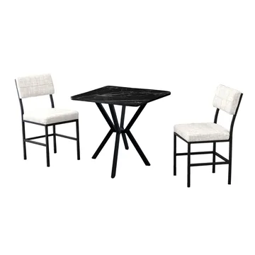Stedum spisegruppe bord 70 cm + 2 stoler - Krem Svart - Møbler - Bord - Spisegruppe