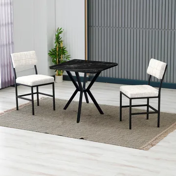Stedum spisegruppe bord 70 cm + 2 stoler - Krem Svart - Møbler - Bord - Spisegruppe