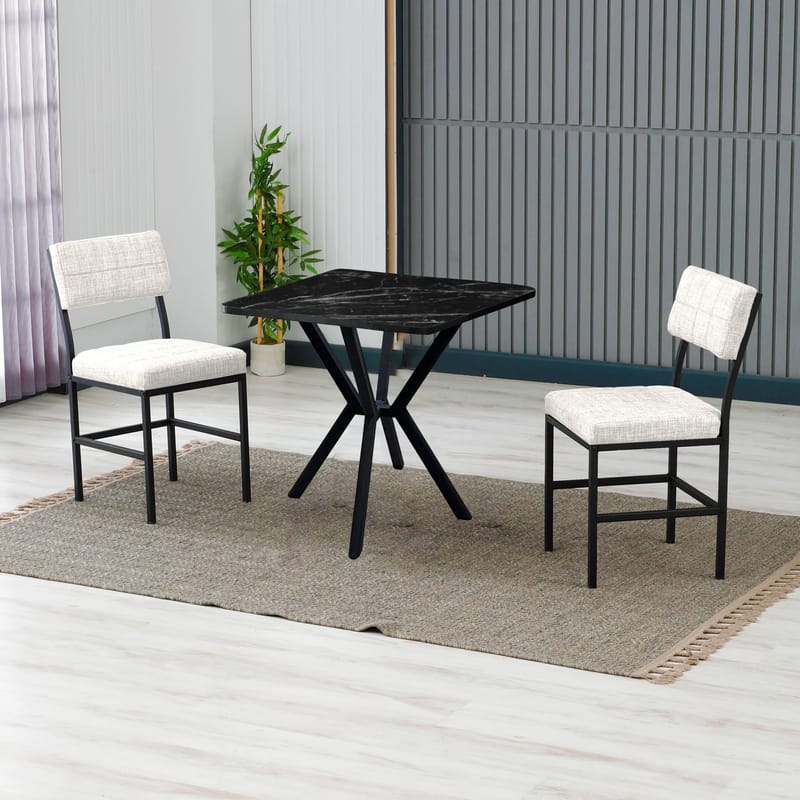 Stedum spisegruppe bord 70 cm + 2 stoler - Krem Svart - Møbler - Bord - Spisegruppe