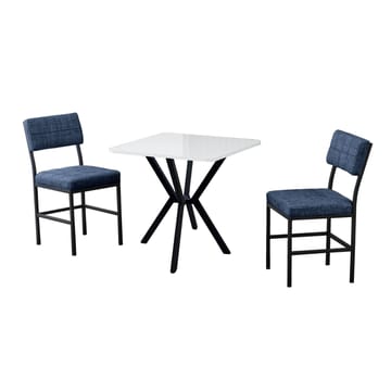 Stedum spisegruppe bord 70 cm + 2 stoler - Marineblå og Hvit - Møbler - Bord - Spisegruppe
