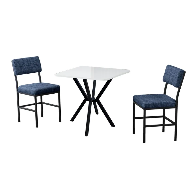 Stedum spisegruppe bord 70 cm + 2 stoler, Marineblå og Hvit
