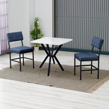 Stedum spisegruppe bord 70 cm + 2 stoler - Marineblå og Hvit - Møbler - Bord - Spisegruppe