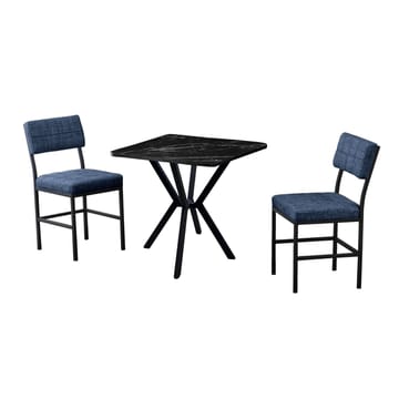 Stedum spisegruppe bord 70 cm + 2 stoler - Marineblå og Svart - Møbler - Bord - Spisegruppe
