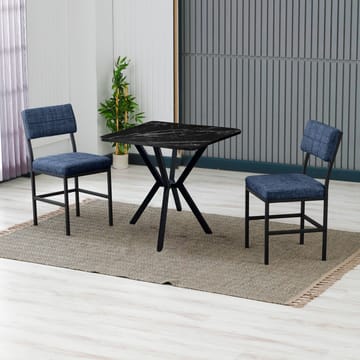 Stedum spisegruppe bord 70 cm + 2 stoler - Marineblå og Svart - Møbler - Bord - Spisegruppe