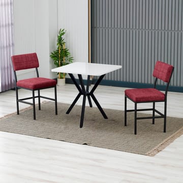 Stedum spisegruppe bord 70 cm + 2 stoler - Vinrød Hvit - Møbler - Bord - Spisegruppe