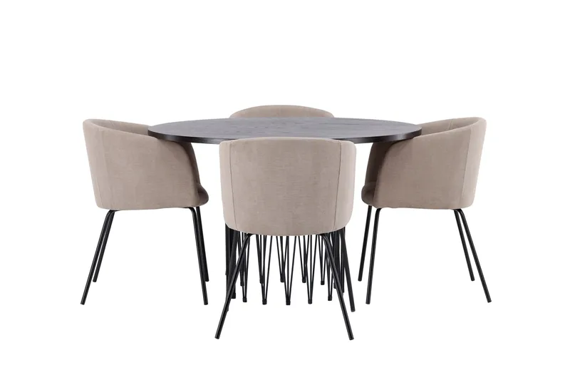 Stone Matgruppe 120 cm Rund med 4 Berit stoler, Beige
