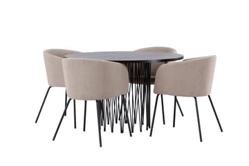 Stone Matgruppe 120 cm Rund med 4 Berit stoler - Beige - Møbler - Bord - Spisegruppe