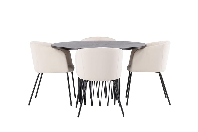 Stone Matgruppe 120 cm Rund med 4 Berit stoler, Beige