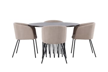 Stone Matgruppe 120 cm Rund med 4 Berit stoler - Beige - Møbler - Bord - Spisegruppe