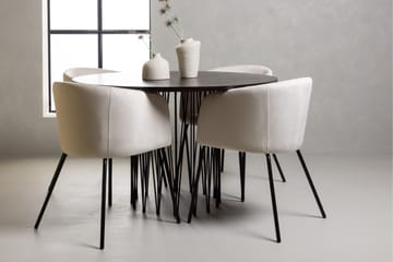 Stone Matgruppe 120 cm Rund med 4 Berit stoler - Beige - Møbler - Bord - Spisegruppe
