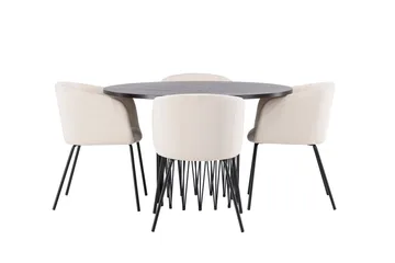 Stone Matgruppe 120 cm Rund med 4 Berit stoler - Beige - Møbler - Bord - Spisegruppe