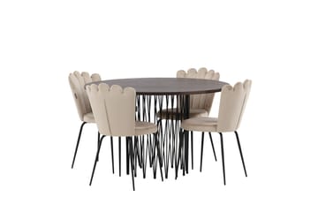 Stone Matgruppe 120 cm Rund med 4 Limhamn stoler - Beige - Møbler - Bord - Spisegruppe