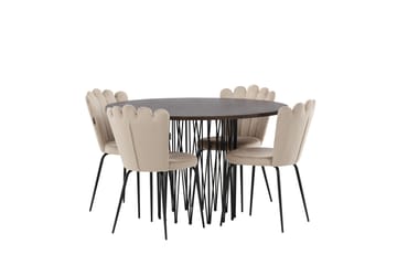 Stone Matgruppe 120 cm Rund med 4 Limhamn stoler - Beige - M øbler - Bord - Spisegruppe