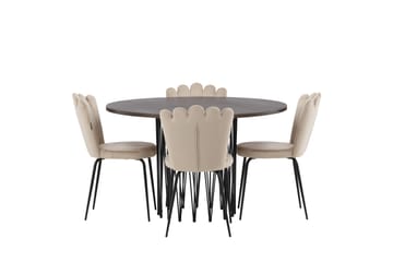 Stone Matgruppe 120 cm Rund med 4 Limhamn stoler - Beige - Møbler - Bord - Spisegruppe