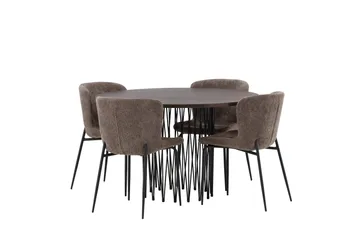 Stone Matgruppe 120 cm Rund med 4 Modesto stoler - Beige - Møbler - Bord - Spisegruppe