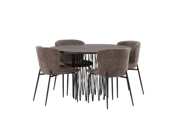 Stone Matgruppe 120 cm Rund med 4 Modesto stoler - Beige - Møbler - Bord - Spisegruppe