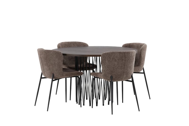 Stone Matgruppe 120 cm Rund med 4 Modesto stoler - Beige - Møbler - Bord - Spisegruppe