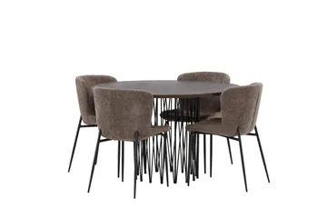 Stone Matgruppe 120 cm Rund med 4 Modesto stoler - Beige - Møbler - Bord - Spisegruppe