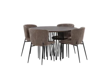 Stone Matgruppe 120 cm Rund med 4 Modesto stoler - Beige - Møbler - Bord - Spisegruppe