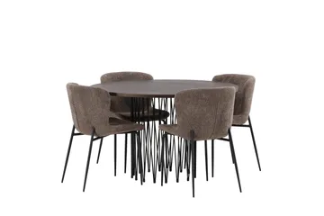 Stone Matgruppe 120 cm Rund med 4 Modesto stoler - Beige - Møbler - Bord - Spisegruppe