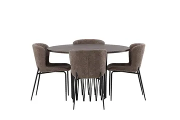 Stone Matgruppe 120 cm Rund med 4 Modesto stoler - Beige - Møbler - Bord - Spisegruppe