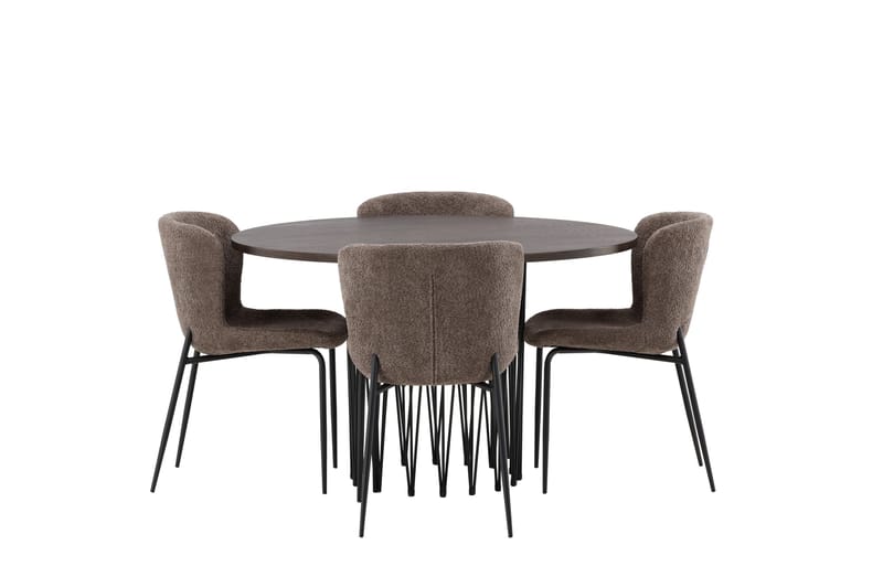 Stone Matgruppe 120 cm Rund med 4 Modesto stoler - Beige - Møbler - Bord - Spisegruppe