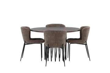 Stone Matgruppe 120 cm Rund med 4 Modesto stoler - Beige - Møbler - Bord - Spisegruppe