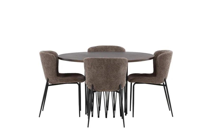 Stone Matgruppe 120 cm Rund med 4 Modesto stoler - Beige - Møbler - Bord - Spisegruppe