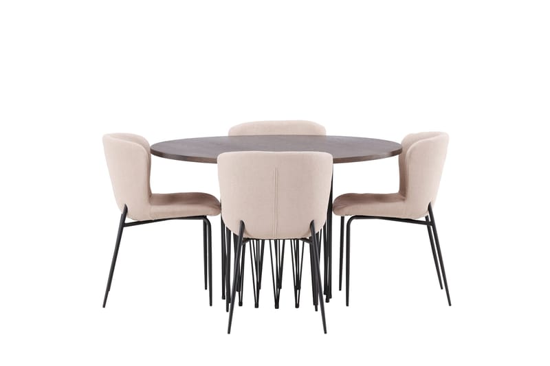Stone Matgruppe 120 cm Rund med 4 Modesto stoler - Mørk grå - Møbler - Bord - Spisegruppe