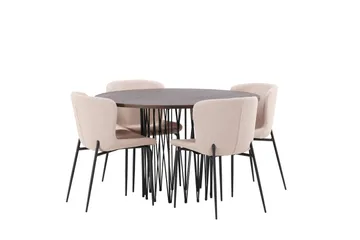 Stone Matgruppe 120 cm Rund med 4 Modesto stoler - Mørk grå - Møbler - Bord - Spisegruppe
