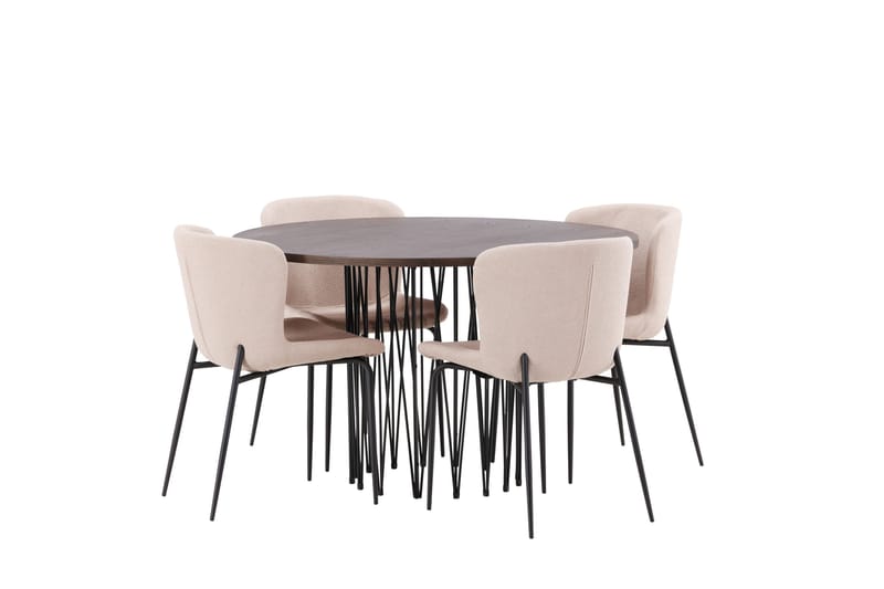 Stone Matgruppe 120 cm Rund med 4 Modesto stoler - Mørk grå - Møbler - Bord - Spisegruppe