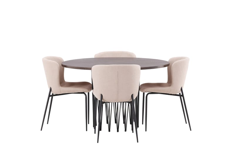 Stone Matgruppe 120 cm Rund med 4 Modesto stoler - Mørk grå - Møbler - Bord - Spisegruppe