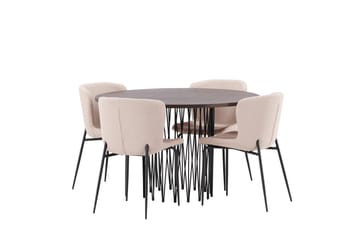 Stone Matgruppe 120 cm Rund med 4 Modesto stoler - Mørk grå - Møbler - Bord - Spisegruppe