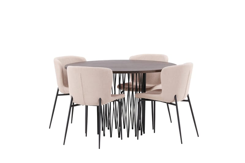 Stone Matgruppe 120 cm Rund med 4 Modesto stoler - Mørk grå - Møbler - Bord - Spisegruppe