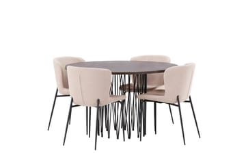 Stone Matgruppe 120 cm Rund med 4 Modesto stoler - Mørk grå - Møbler - Bord - Spisegruppe