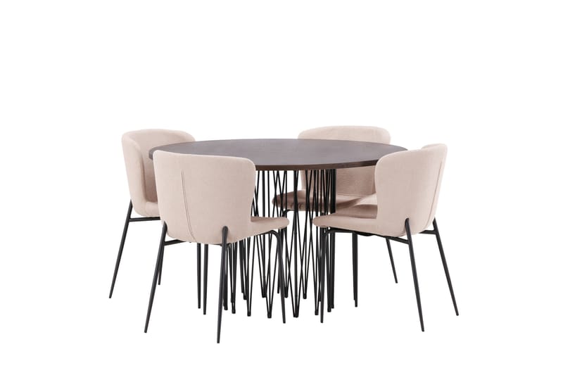 Stone Matgruppe 120 cm Rund med 4 Modesto stoler - Mørk grå - Møbler - Bord - Spisegruppe