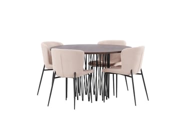 Stone Matgruppe 120 cm Rund med 4 Modesto stoler - Mørk grå - Møbler - Bord - Spisegruppe