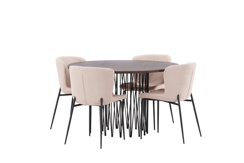 Stone Matgruppe 120 cm Rund med 4 Modesto stoler - Mørk grå - Møbler - Bord - Spisegruppe