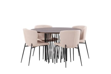 Stone Matgruppe 120 cm Rund med 4 Modesto stoler - Mørk grå - Møbler - Bord - Spisegruppe