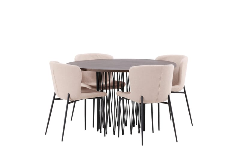 Stone Matgruppe 120 cm Rund med 4 Modesto stoler - Mørk grå - Møbler - Bord - Spisegruppe