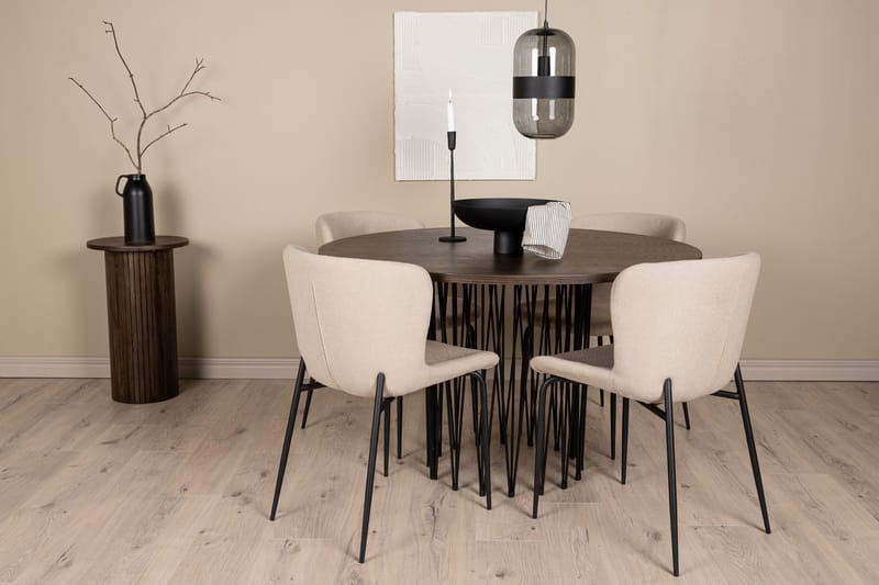 Stone Matgruppe 120 cm Rund med 4 Modesto stoler - Mørk grå - Møbler - Bord - Spisegruppe