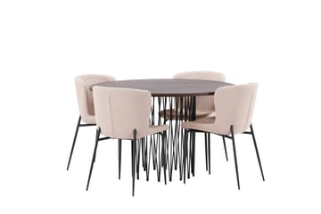 Stone Matgruppe 120 cm Rund med 4 Modesto stoler - Mørk grå - Møbler - Bord - Spisegruppe