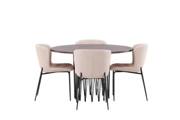 Stone Matgruppe 120 cm Rund med 4 Modesto stoler - Mørk grå - Møbler - Bord - Spisegruppe